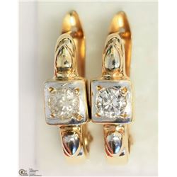 21) 10KT YELLOW & WHITE GOLD DIAMOND EARRINGS
