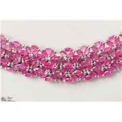25) STERLING SILVER 763 RUBIES NECKLACE