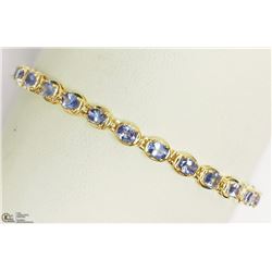 26)STERLING SILVER YELLOW GP TANZANITE 7" BRACELET