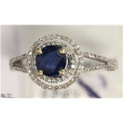 27) 14KT WHITE GOLD SAPPHIRE & DIAMOND RING