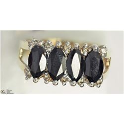 28) 14KT YELLOW GOLD BLUE SAPPHIRE & DIAMOND RING