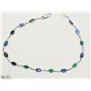 Image 2 : 29) 14KT WHITE GOLD EMERALD & SAPPHIRE 7" BRACELET