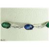 Image 3 : 29) 14KT WHITE GOLD EMERALD & SAPPHIRE 7" BRACELET