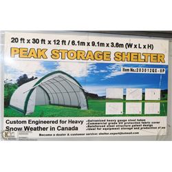 20FT X 30FT X 12 FT PEAK CEILING STORAGE SHELTER