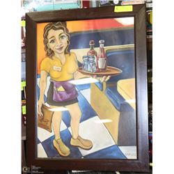 FRAMED PAINTING OF "BREAKFAST AT LUCY'S"