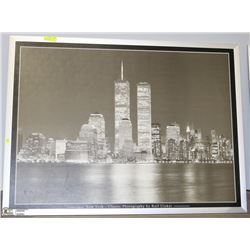 LARGE FRAMED VINTAGE NEW YORK CENTRAL PARK