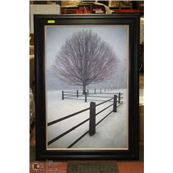 LARGE FRAMED SNOW SCENE PRINT 57X41.