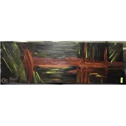 TALL  MIXED MEDIA CANVAS ABSTRACT PAINTING 20X60