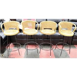 GROUP OF 4 WICKER & METAL BAR STOOLS 30" SEAT