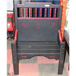 WOOD FLORAL BENCH 30X17X41