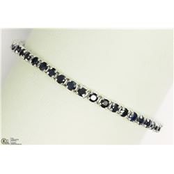 34) STERLING SILVER SAPPHIRE 7" TENNIS BRACELET