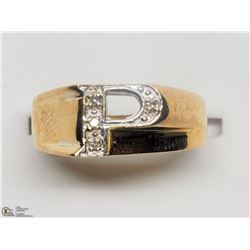 35) 10KT YELLOW & WHITE GOLD "P" DIAMOND RING
