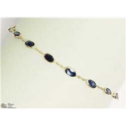 37) 14KT YELLOW GOLD SAPPHIRE 7" BRACELET