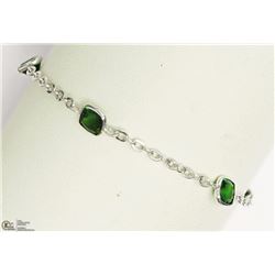 40) 14KT WHITE GOLD CHROME DIOPSIDE 7" BRACELET