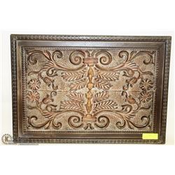 ORNAMENTAL WOOD CARVED WALL PLAQUE 25X18