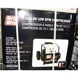 GRIP RITE 4 GALLON AIR COMPRESSOR LOW RPM