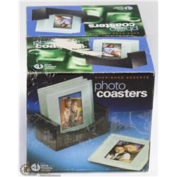 LOT OF 8 GLASS PHOTO COASTERS ADD YOUR FAVORITE