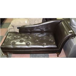 NEW BROWN LEATHERETTE STORAGE CHAISE LOUNGE