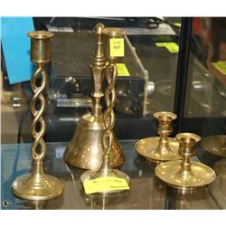 ESTATE BRASS CANDLE HOLDERS W/BELL