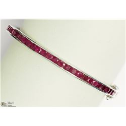43)STERLING SILVER RUBY CHANNEL SET BANGLE