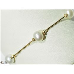 47) 10KT YELLOW GOLD FRESHWATER PEARL BRACELET