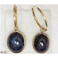 48) 14KT YELLOW GOLD BLUE SAPPHIRE EARRINGS