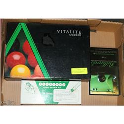 SET OF 22 VITALITE SNOOKER BALLS, BILLIARD HOME