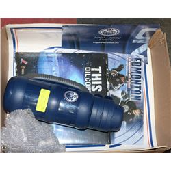 OILERS THERMOS NEW WTH CALANDER AND OILERS PLACE