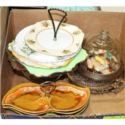 LOT OF GLASS SERVING TRAYS & BOWLS