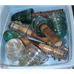 LOT OF 8 VINTAGE THREADED GLASS INSULATORS