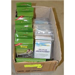 BOX OF CAMPING RESCUE BLANKETS