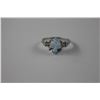 Image 2 : CERTIFIED BLUE TOPAZ AND DIAMOND RING - 10MM X 7MM PEAR CUT TOPAZ AND 2 SIDE DIAMONDS. INCLUDES