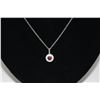 Image 2 : CERTIFIED GARNET AND DIAMOND SOLITAIRE NECKLACE. 1 CT ROUND GARNET.