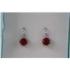 Image 2 : CERTIFIED NEW RUBY AND DIAMOND DANGLE EARRINGS - 2.8 CT PRINCESS CUT RUBIES, POST AND BUTTERFLY