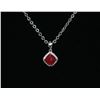 Image 2 : CERTIFIED 1.6 CT RUBY AND DIAMOND NECKLACE. SQUARE CUT .6MM PENDANT MEASURES 16X10MM