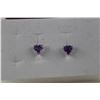 Image 2 : CERTIFIED NEW PURPLE AMETHYST STUD EARRINGS - 1.35CT HEART CUT, POST AND BUTTERFLY BACKS.