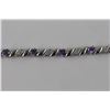 Image 2 : 4 CT PURPLE AMETHYST AND DIAMOND TENNIS BRACELET - S WAVE LINK DESIGN, 9 OVAL AMETHYSTS, STERLING