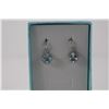 Image 2 : NEW BLUE TOPAZ AND DIAMOND DANGLE EARRINGS - PRINCESS CUT, POST AND BUTTERFLY BACKS.