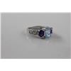Image 2 : BLUE TOPAZ AND PURPLE AMETHYST JOURNEY SET RING - OVAL CUT, STERLING SILVER