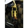 Image 2 : LOUIS VUITTON BROWN AND BLACK HANDBAG WITH LOUIS VUTTON PURSE LOCK AND KEY
