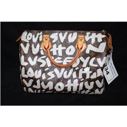 LOUIS VUITTON BROWN AND WHITE HANDBAG