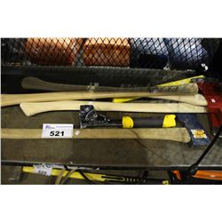 LOT OF AXES - FIREMANS AXE, HAMMER STAPLER
