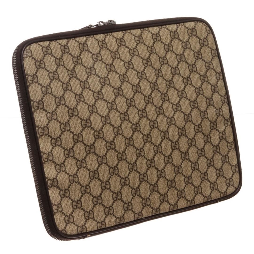 Gucci Brown Monogram Coated Canvas Leather Trim Laptop Case