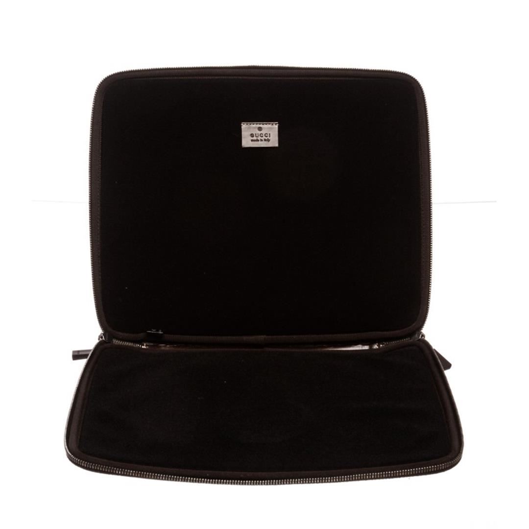 Gucci Brown Monogram Coated Canvas Leather Trim Laptop Case