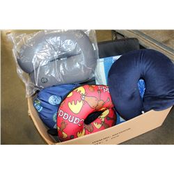 LOT OF CUSHIONS AND NECK PILLOWS