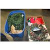 Image 1 : TOTE AND BOX OF TREE GARLAND AND STOCKINGS