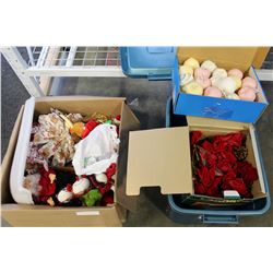 BOX AND TOTE OF CHRISTMAS FIGURES AND ORNAMENTS