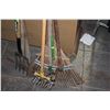 Image 2 : LOT OF GARDEN TOOLS AND PICK AXE AND SHOVEL