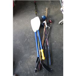 GOLF CLUBS POOL CUE HOCKEY STICK AND OARS