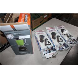 THREE ANTI SKID SAFETY ICE SOLES AND BLENDER